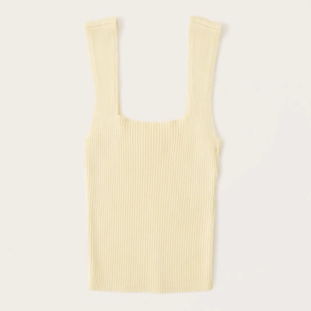 Elevated Ribbed Squareneck Tank - A&F